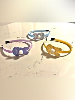 Kids Glitter Bunny Headband - Purple, Blue, Yellow